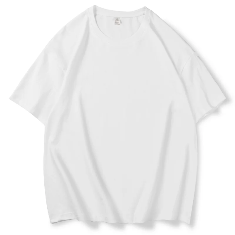 Modisches 220g Damen-T-Shirt aus Baumwolle, Sommer, locker geschnitten, Oversize, Kurzarm, bequemes Damen-T-Shirt, Basic-Oberteil, Schwarz, Weiß – Detail 22