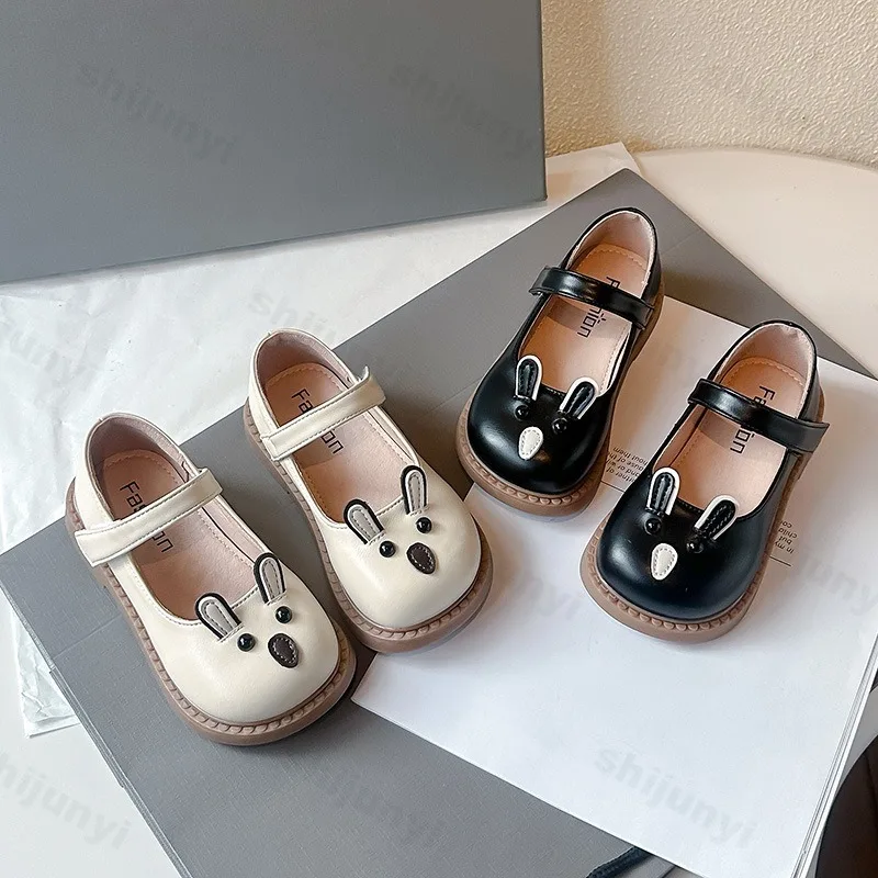 

Осенние детские повседневные туфли с милым кроликом, модные удобные универсальные туфли принцессы для девочек с неглубоким носком