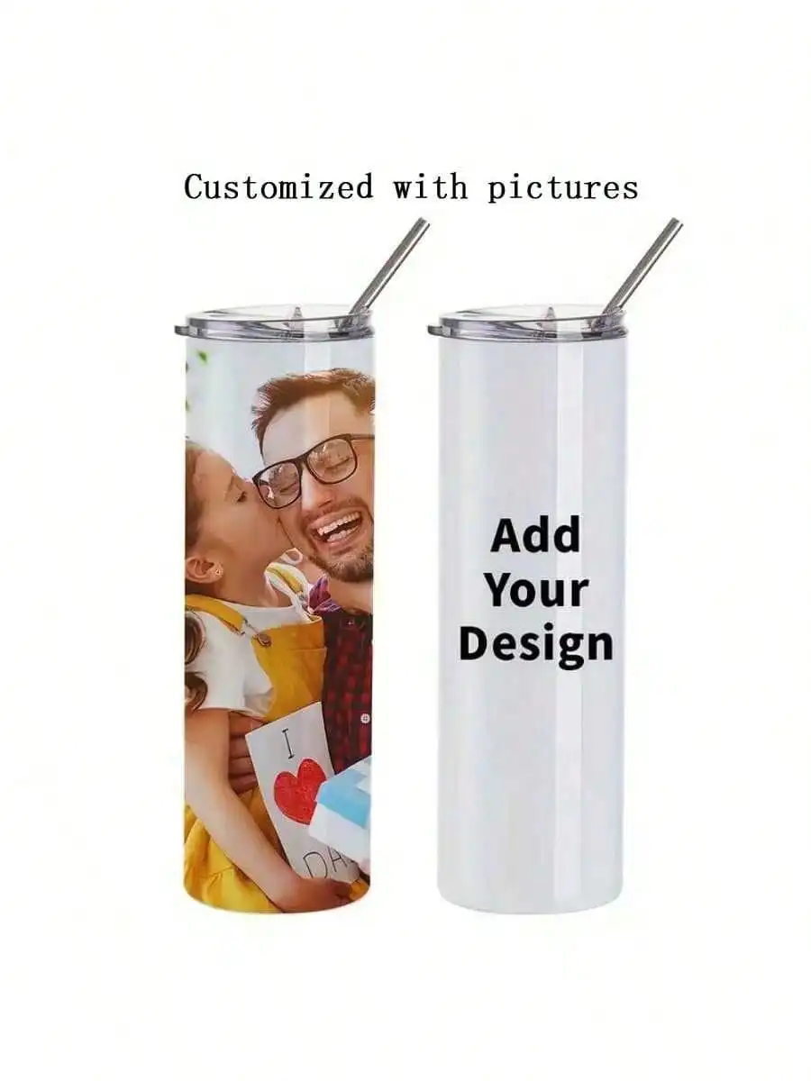 Customized 20 Oz / 15 Oz / 12 Oz Stainless Steel Vacuum Insulated Water Bottle – Double Wall, Spill-Proof Lid And Straw, Fits Ca