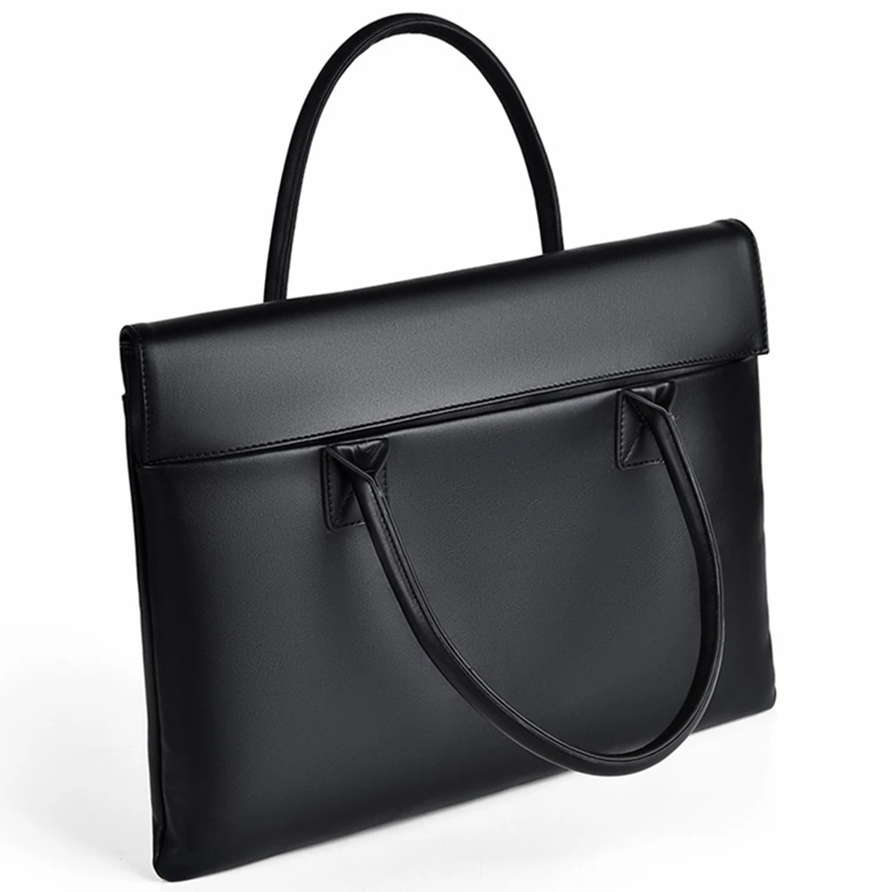 Large Capacity Custom Initials Laptop Bag PU Leather Business Office Student Briefcase Fashion Simple Notebook Computer Handbag