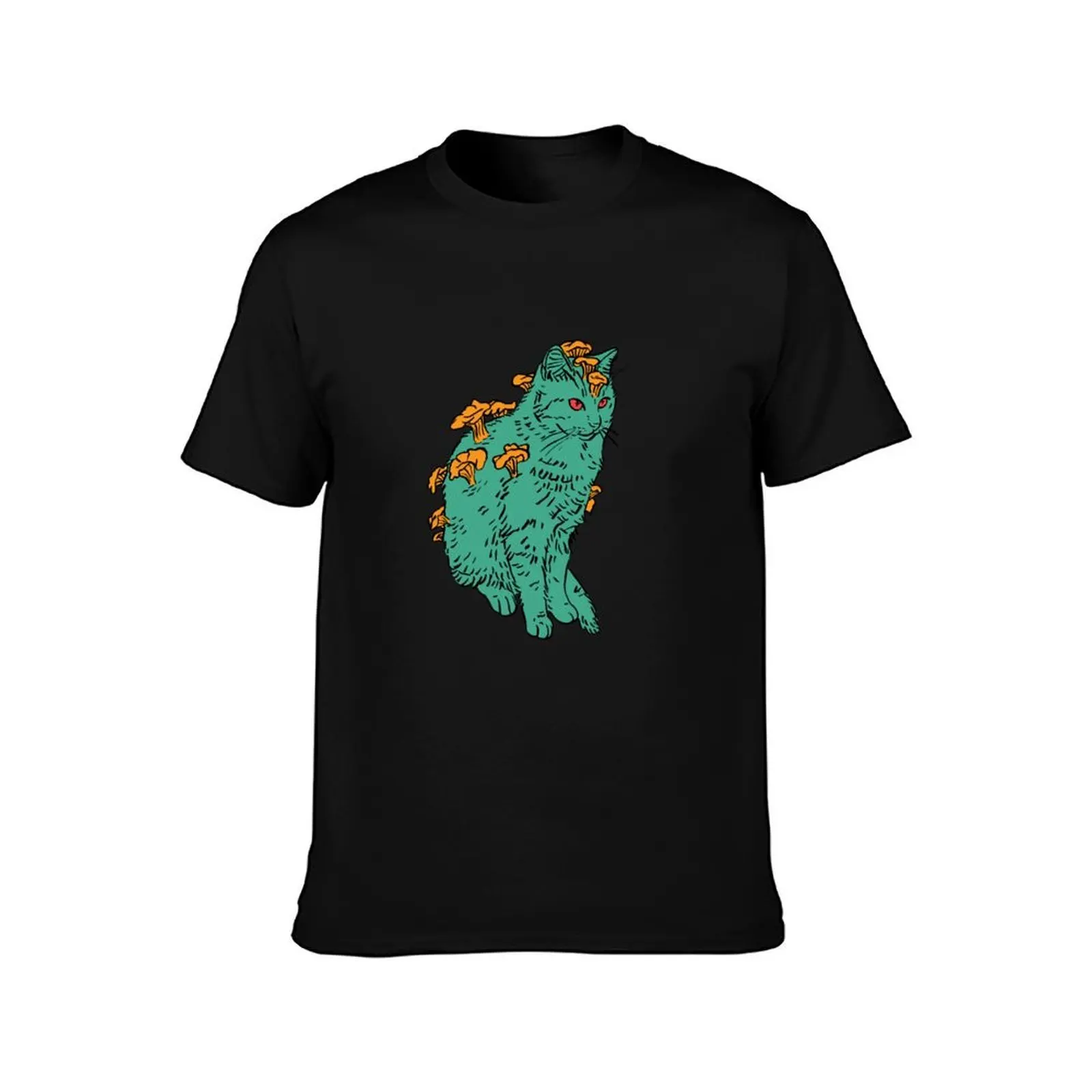 Chanterelle Cat T-Shirt, Summer Casual Cotton Tee, Oversized Streetwear Tops, Vintage Graphic Print, Loose Fit Short Sleeve