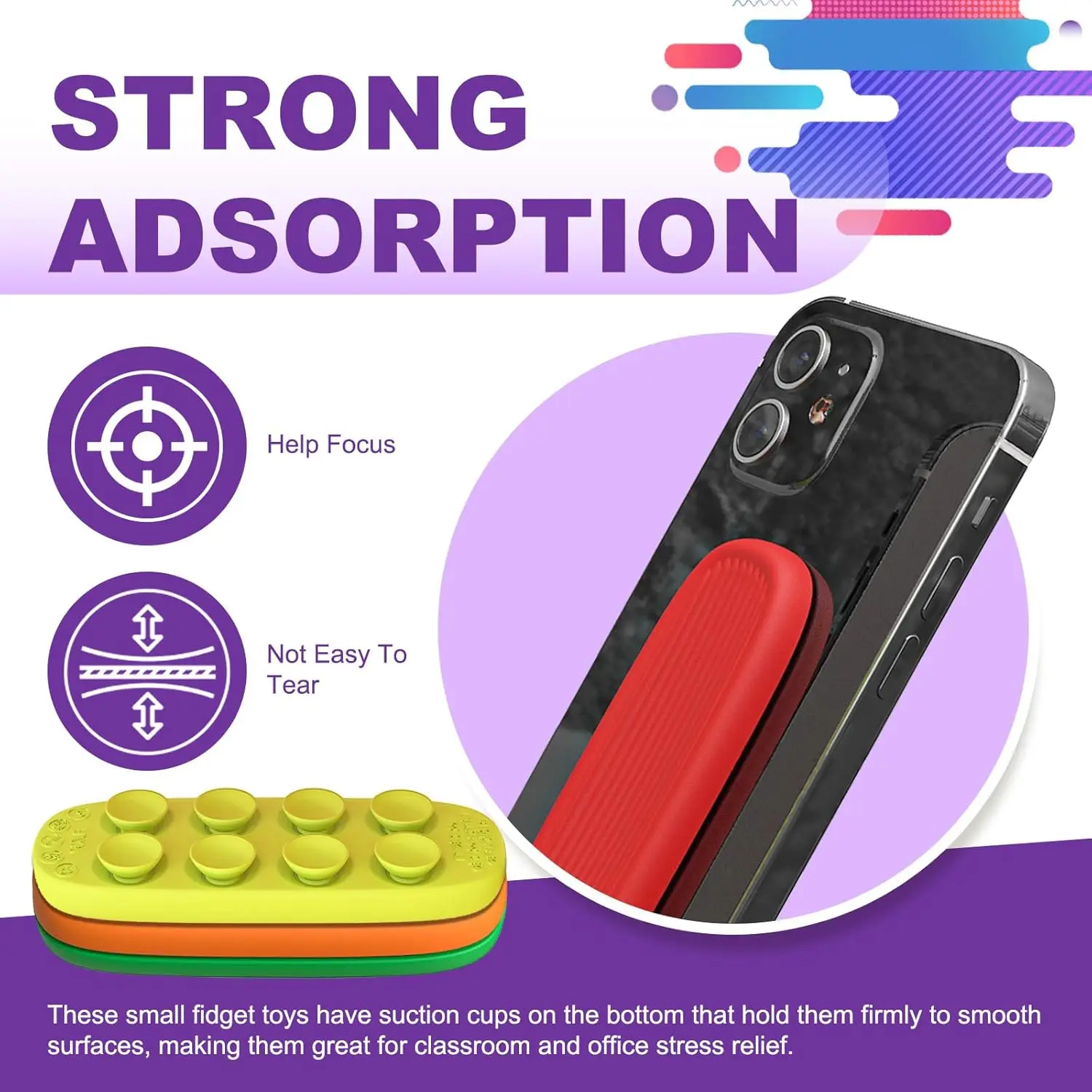 8Pcs Sensory Strip Fidget Toys Kids Autism Decompression Calming Fidgeting Toy Adults Stress Desk Anxiety Relief Sensory Toy