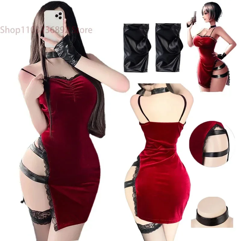 

Cosplay Sexy Dress Ada Wong, Movie Secret Service uniform, red uniform, lace, cheongsam, lingerie, suit, Halloween costume