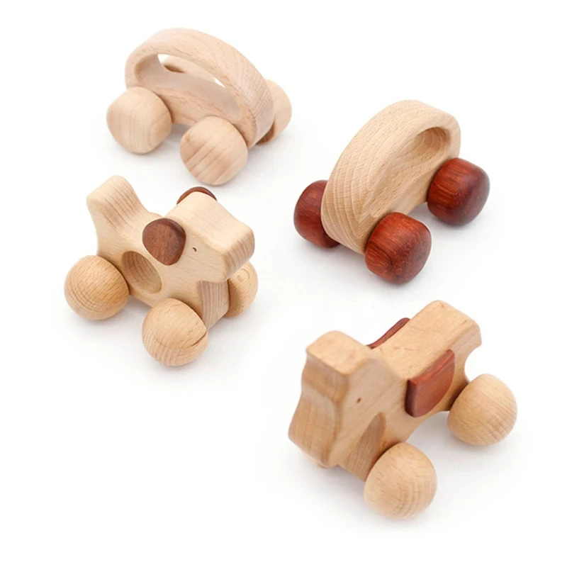 ABCPICK Eco-Friendly Organic Product Beech Wooden Rattle Car Teether DIY Jewelry Accessories Wood Pendent Eco-Friendly Safe Toy