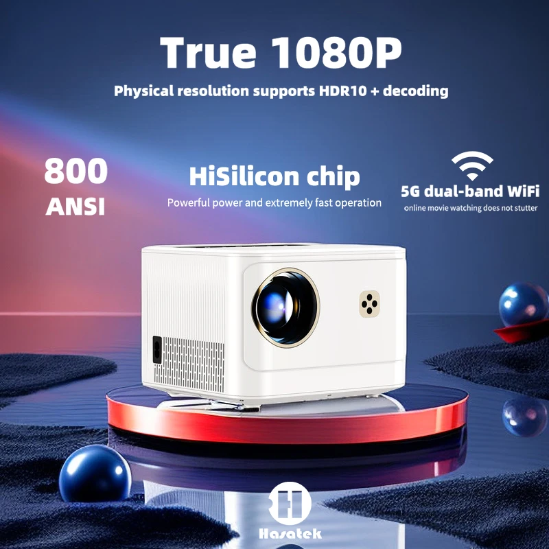 

Hasatek Full HD 1080P 800 ANSI MINI Portable Projector Android 2K 4K HDMI USB Bluetooth WiFiLED Home Theater Cinema PK DLP TV