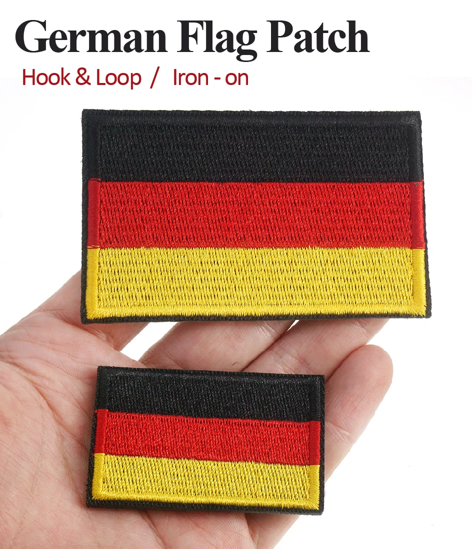 5PCS/1PC Deutsche Flagge Gestickter Aufnäher Deutschland Haken & Schleife Schulter Abzeichen Applikation Eisen Auf für Kleidung Zubehör – Detail 1