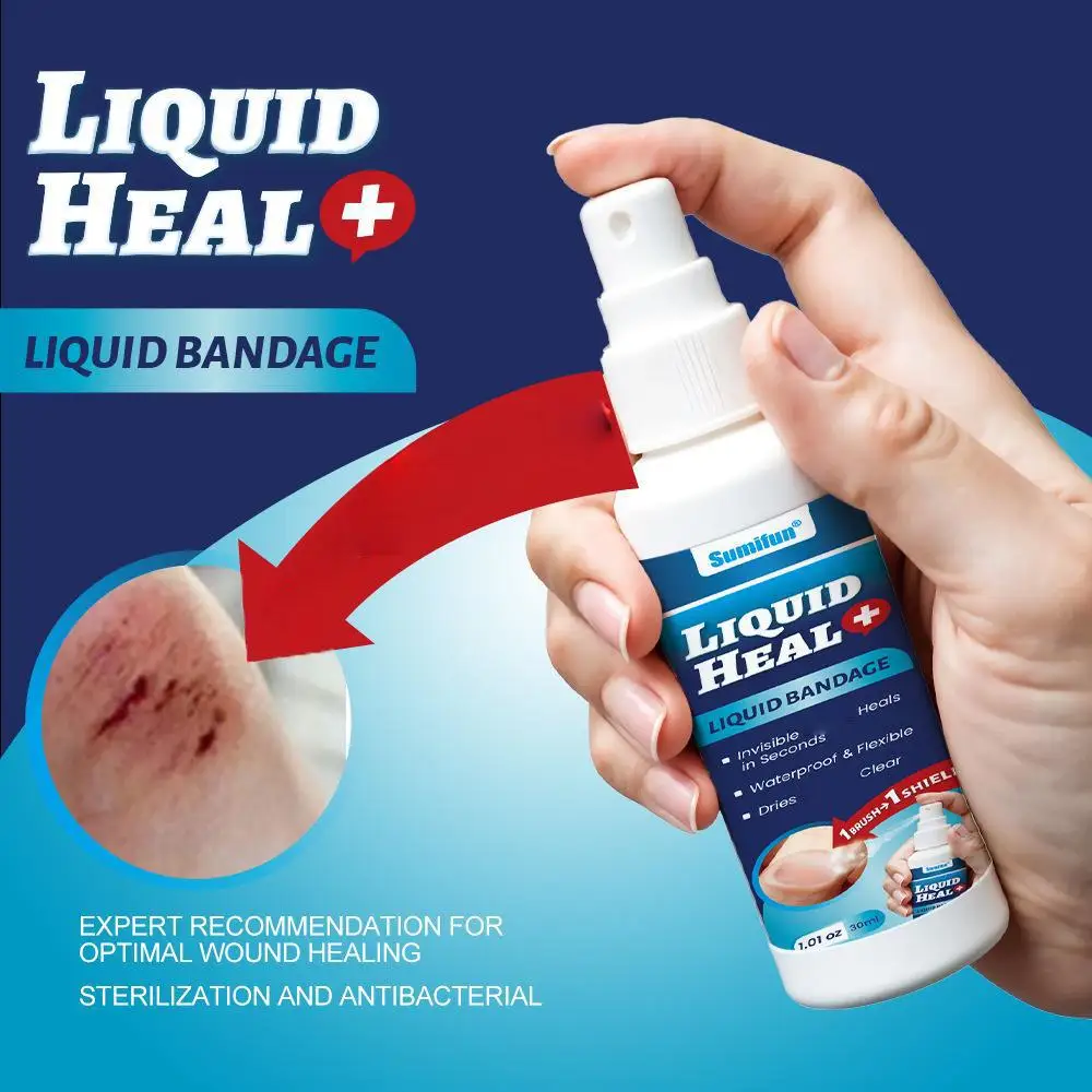 Bandagem líquida à prova d'água, primeiros socorros, bandagem líquida, desinfecção de hemostasia, filme spray para cuidados com feridas, protege feridas