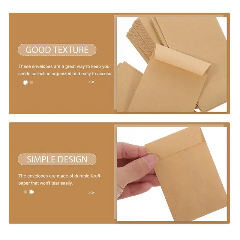 100pcs Brown Small Envelopes Kraft Paper Gift Card Envelopes For Item Storage 10cm For Coin Money Gift Card Kraft Paper