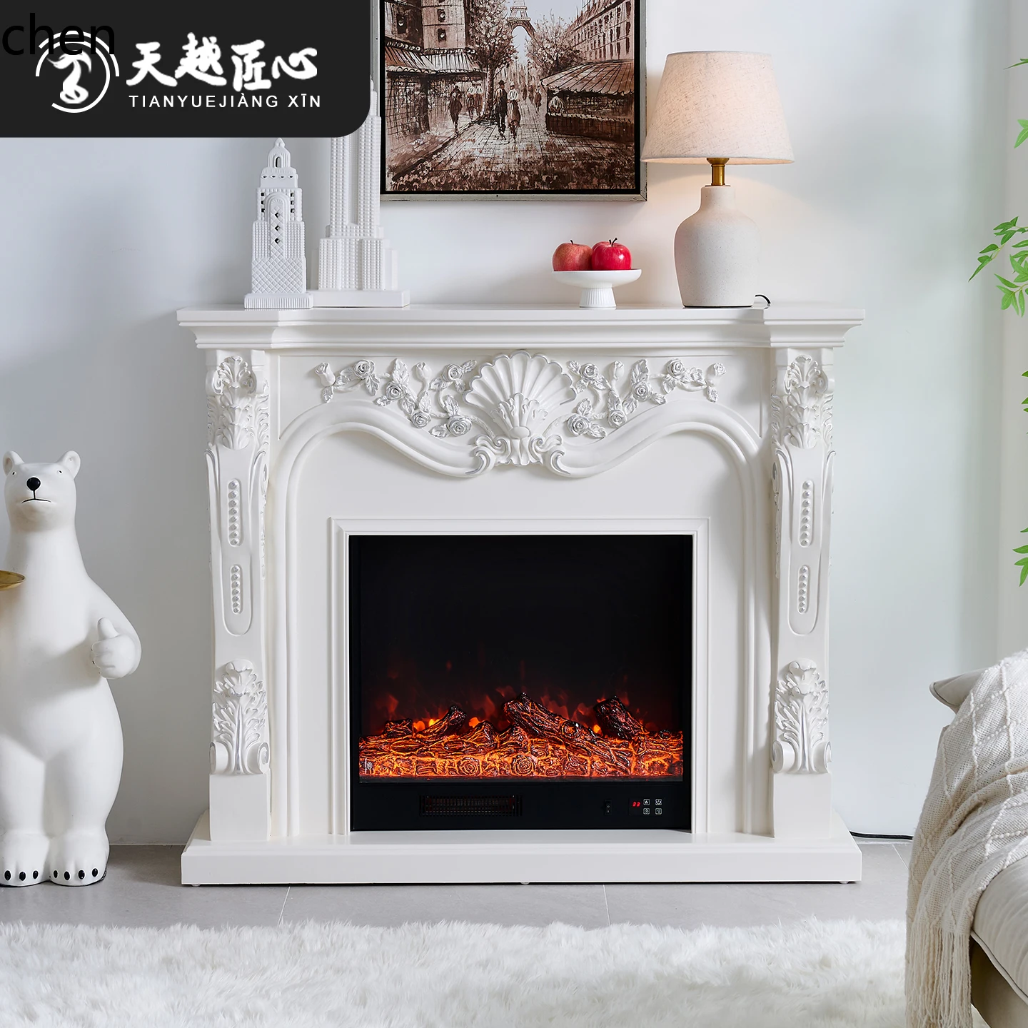 LXC Fireplace Decorative Cabinet Fireplace Rack Simulation Heating Electronic Fireplace Core
