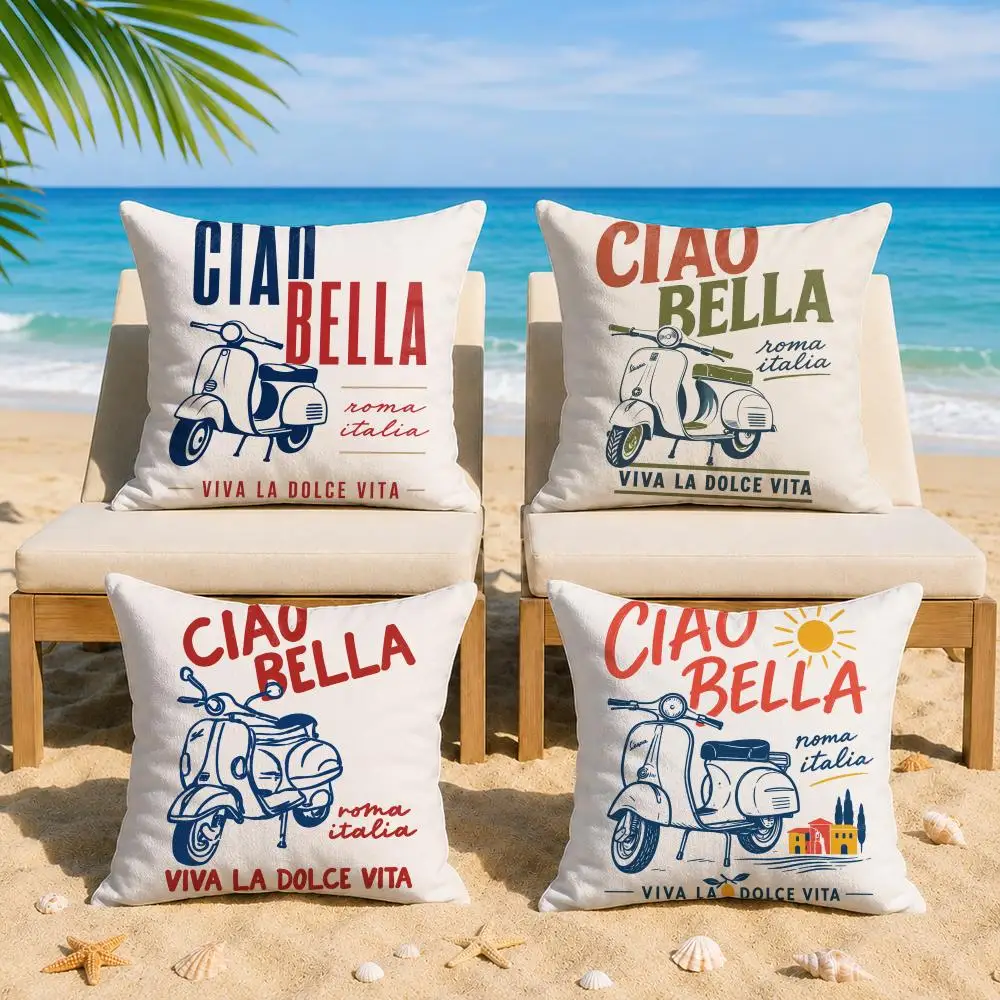 Ciao Bella Roma Italia Cushion Cover Short Plush Soft Double-Sided Printing Pillow Case Cozy Sofa Bedroom Home Decor Gift