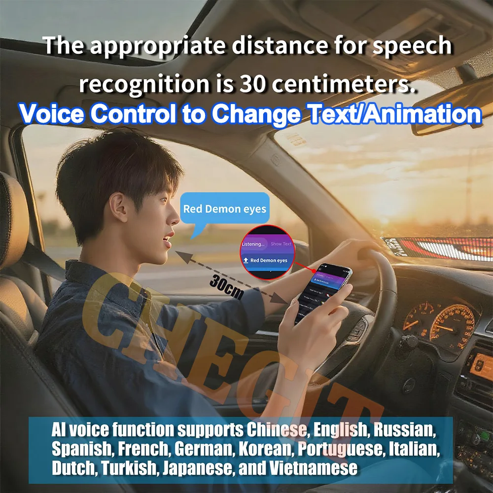 AI Voice + APP 1.2M-2M شاحنة كبيرة شاحنة خفيفة شيطان عيون مصفوفة بكسل لوحة عرض مرنة سيارة الكتابة على الجدران التمرير النص الرسوم المتحركة