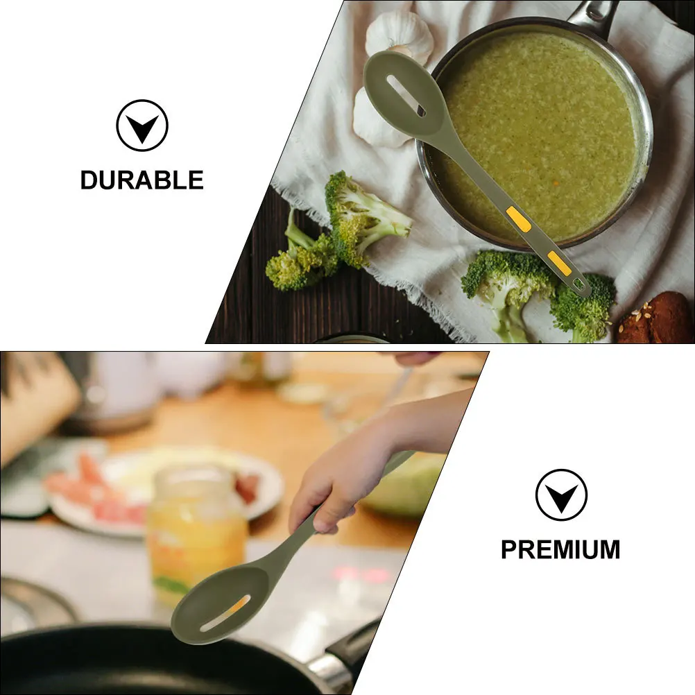 

2Pcs Silicone Colander Spoon Kit Nonstick Flexible Kitchen Serving Spoon Long Handle Cooking Strainer Safe