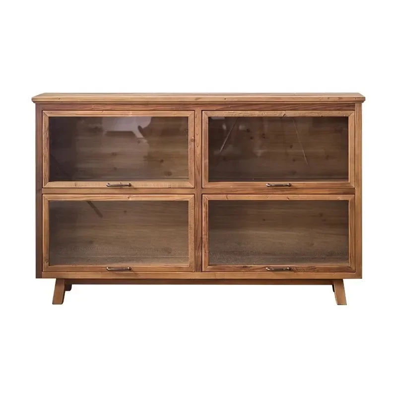 

Высококачественный ветровой боковой шкаф из массива дерева, настенное хранилище, ретро домашний стеклянный дверной шкаф-витрина, средневековый вход, надежный