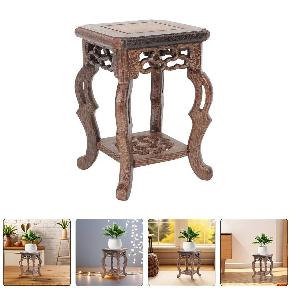 Chicken Wing Wood Bonsai Pedestal Display Base for Miniature Jade Carvings Stones and Succulents Indoor Outdoor Decor Wooden