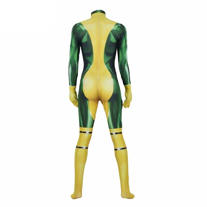 X Homens e Mulheres Rogue Cosplay Fantasias, Impressão 3D, Filme, Bodysuit Zentai, Macacão, Festa de Halloween, Adulto, Crianças, Meninas