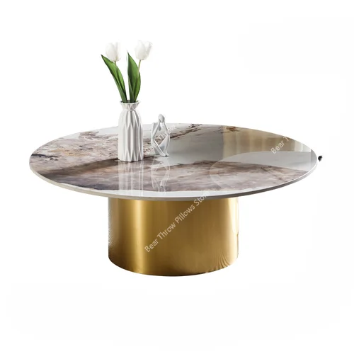 Round Modern Coffee Table Living Room Luxury Home Nordic Sofa Table Metal Aesthetic Table Basse Furniture Decoration