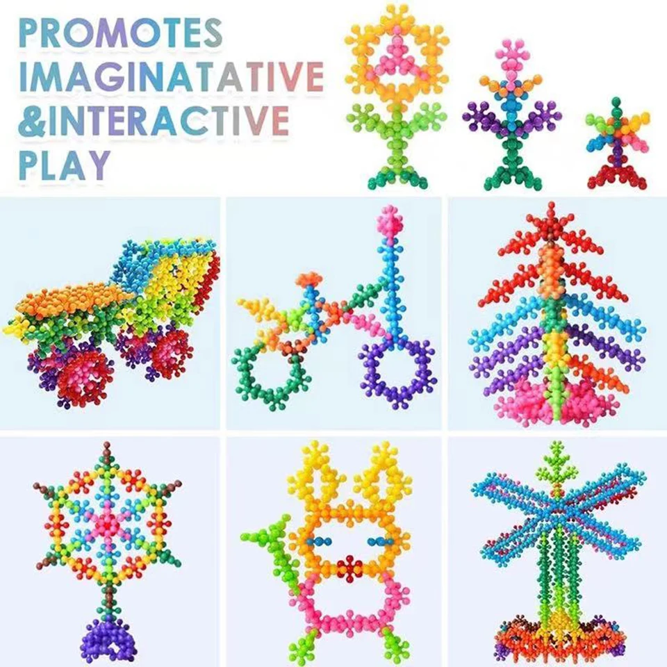 3D Plum Snowflake Building Blocks Set para crianças, brinquedos educativos, quebra-cabeça DIY, presentes para meninos e meninas, 60 PCs, 200PCs