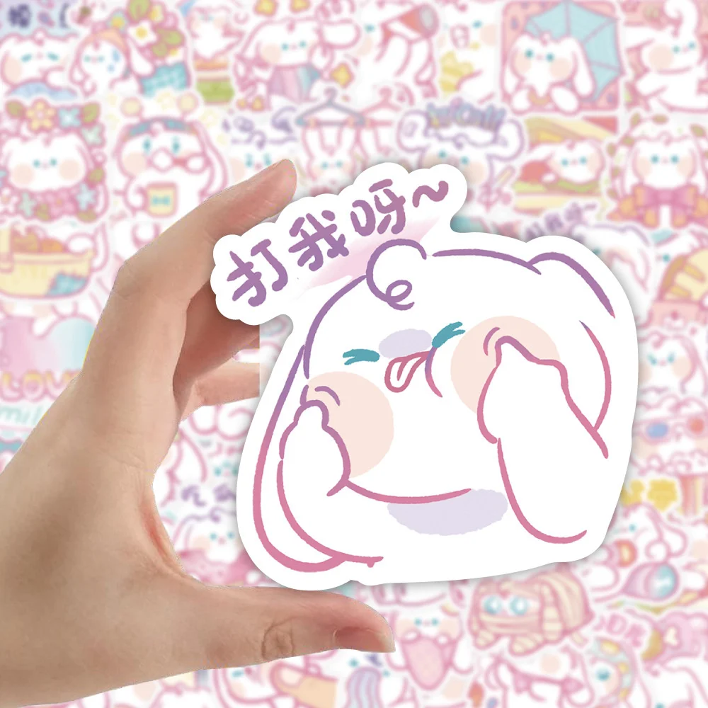 ملصق جرافيتي على شكل كلب كرتوني وردي ، مقاوم للماء ، شخصي ، إبداعي ، ديكور ، لوح تزلج ، ثلاجة ، ظريف ، 50 *