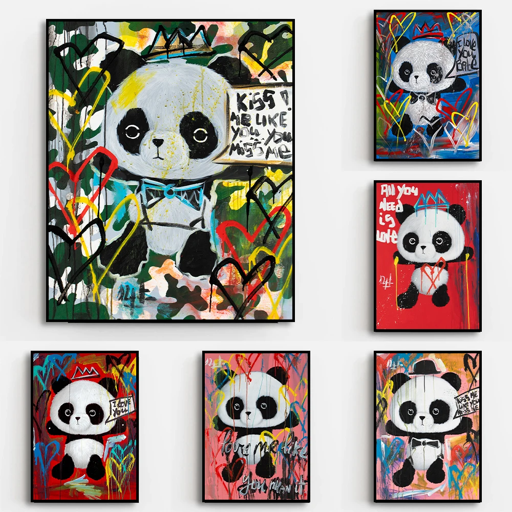 

Graffiti Art Lovely Panda Canvas Posters Animals Canvas Paintings And Prints Wall Art Picture For Japan Kids Bedroom Decoratives