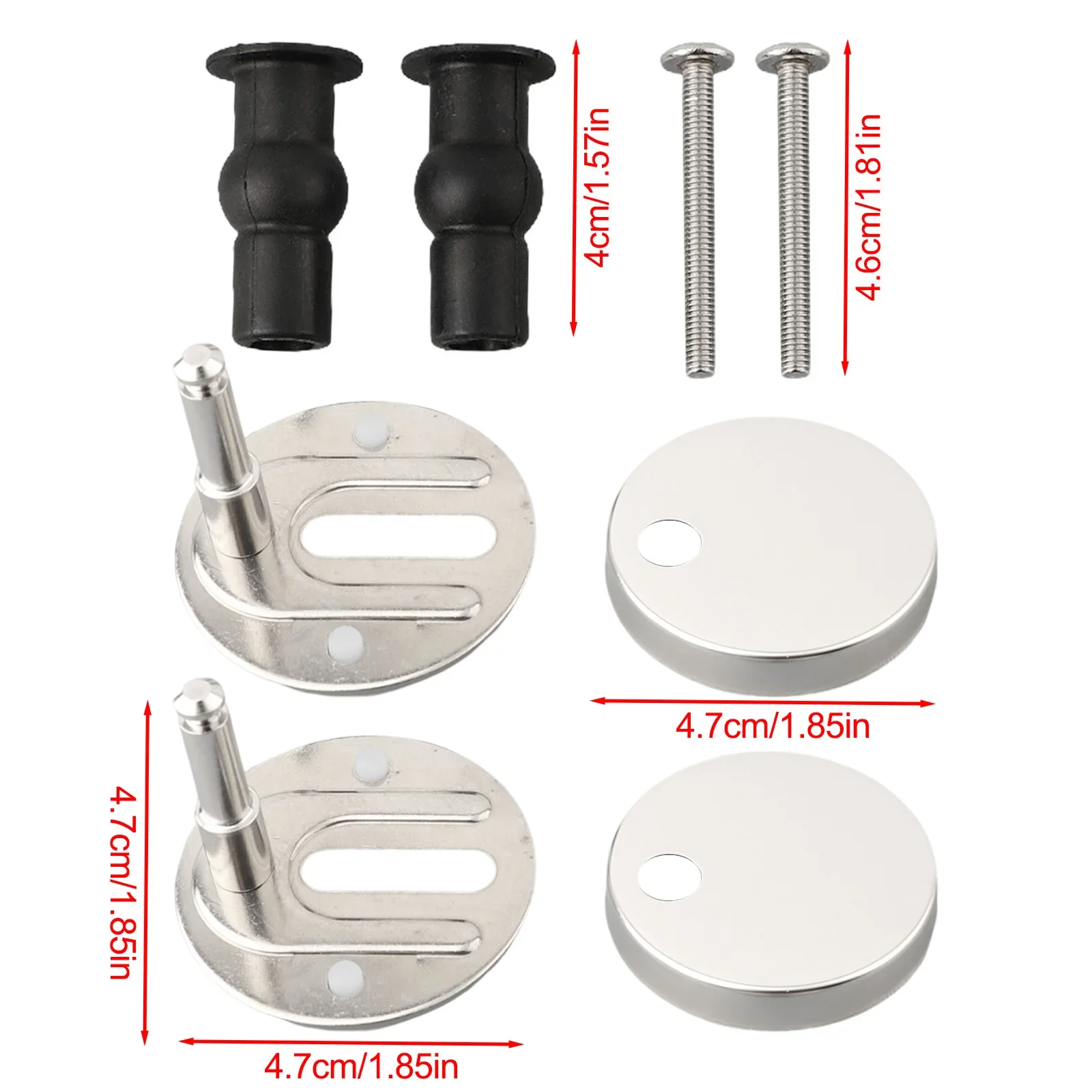 

Toilet Cover Hinge Kit Replacement Steel + Rubber Mounted Accessories 47mm/55mm Easy Installation High Quality