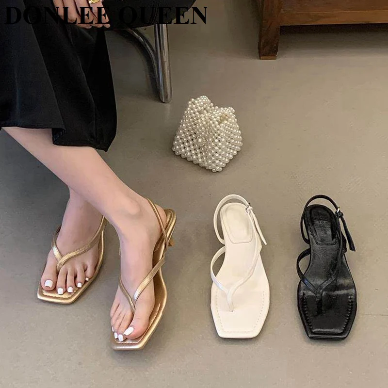 

2026 New Women Thin High Heel Sandals Ankle Strap Fashion Narrow Band Flip Flops Elegant Shoes For Party Dress Pumps Gold Shoes