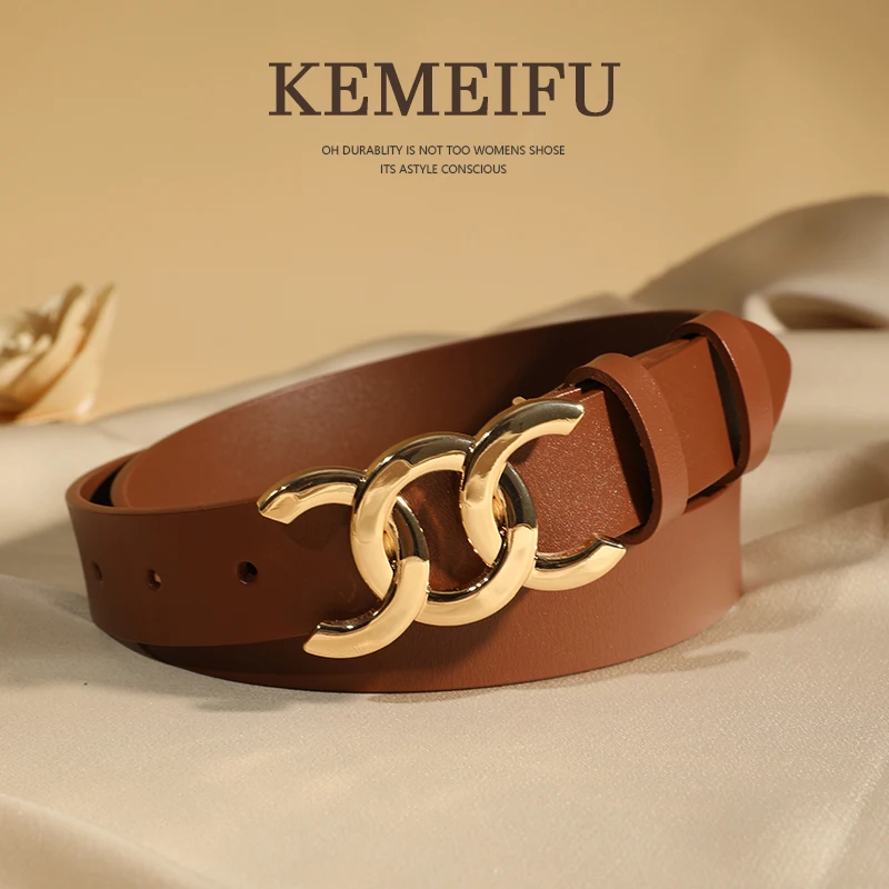 Ladies Luxury Style Belt Versatile Leather Belt High-End Feeling for Jeans 2026 New Autumn Season Smooth Surface Alloy Buckle