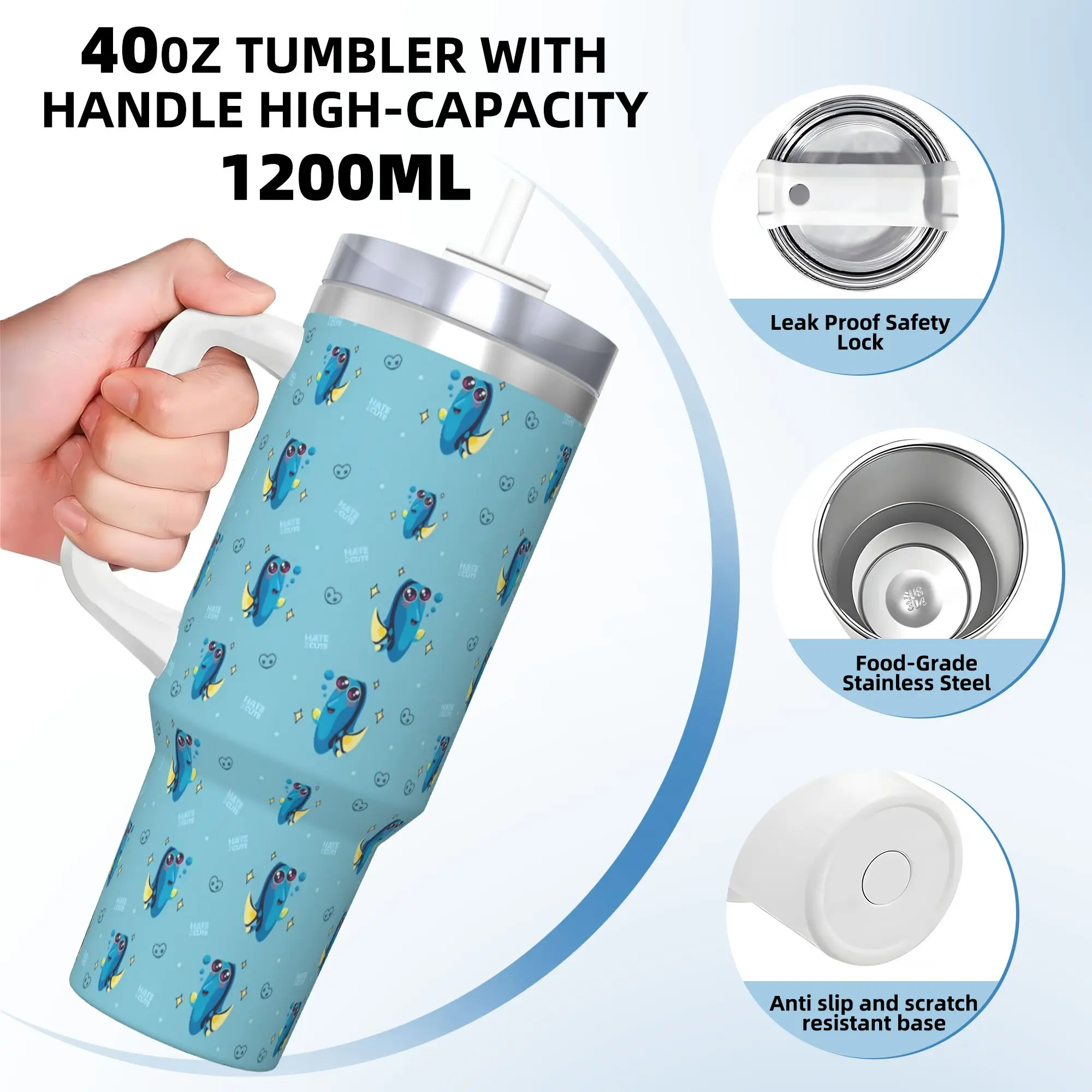 Stainless Steel Tumbler Custom Kawaii Finding Nemos Thermal Cups  Insulated Cold and Hot Mugs Cup Camping Printed Water Bottle