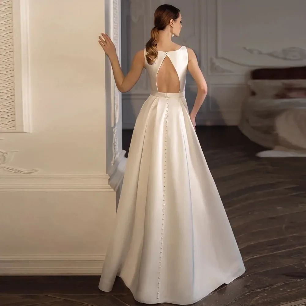 Vestido De Novia clásico sin mangas con escote cuadrado, Vestido De Novia Sexy con espalda descubierta, elegante, novedad De 2024