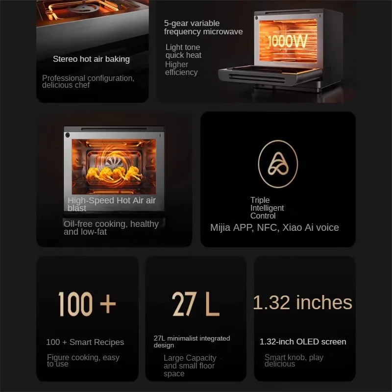 Xiaomi Mijia 27L Oven New Product Defatting APP Interconnection Integrated Intelligent Variable Frequency Micro Steaming Oven