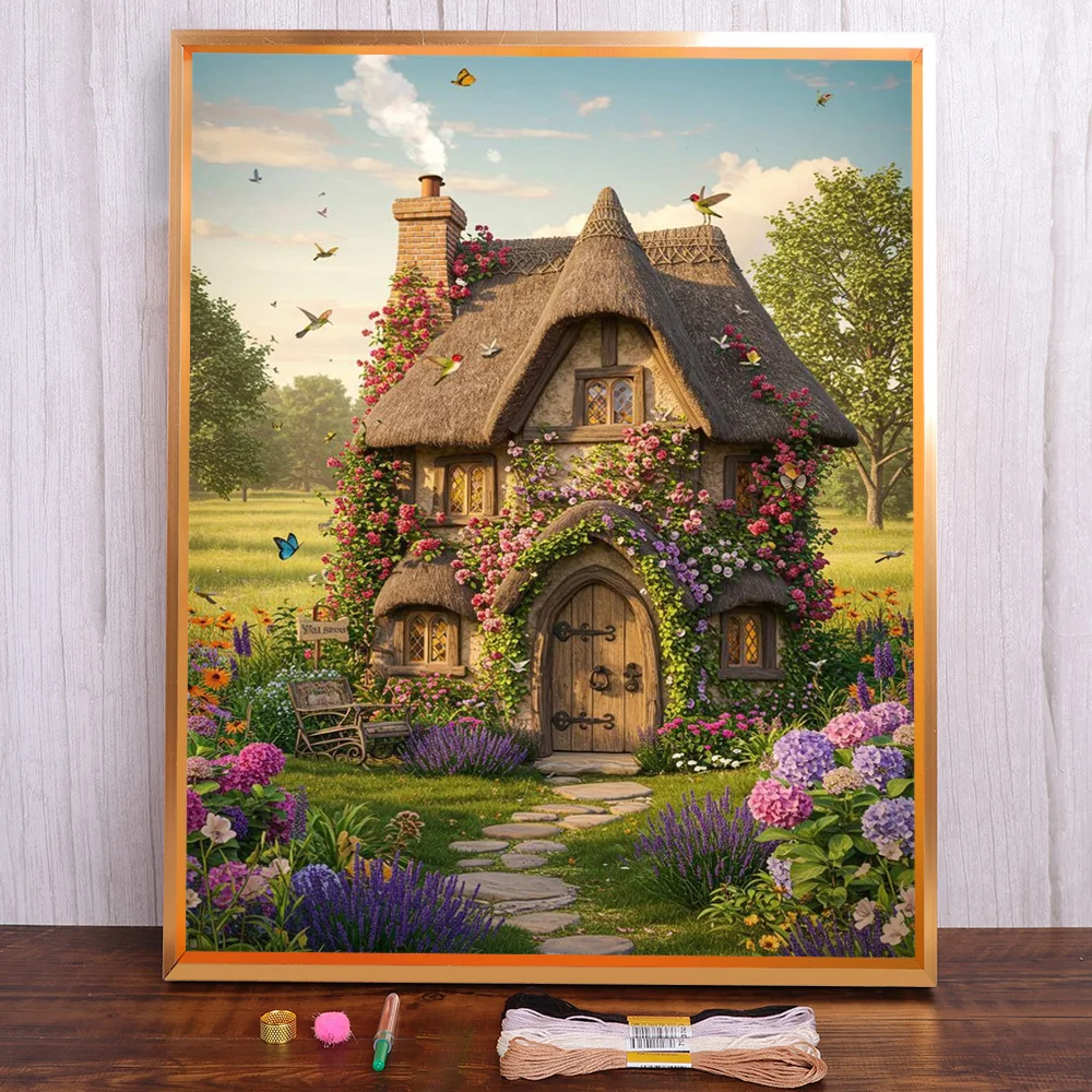 

Scenery Wooden House Printed Canvas Cross-Stitch Embroidery Patterns Needlework Craft Handicraft Knitting Mulina Sales Wholesale