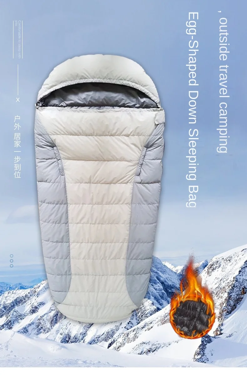 Custom Winter Egg-Shaped Duck Down Envelope Sleeping Bag Outdoor Camping for Cold Lunch Break Cross-Border Manufacturer