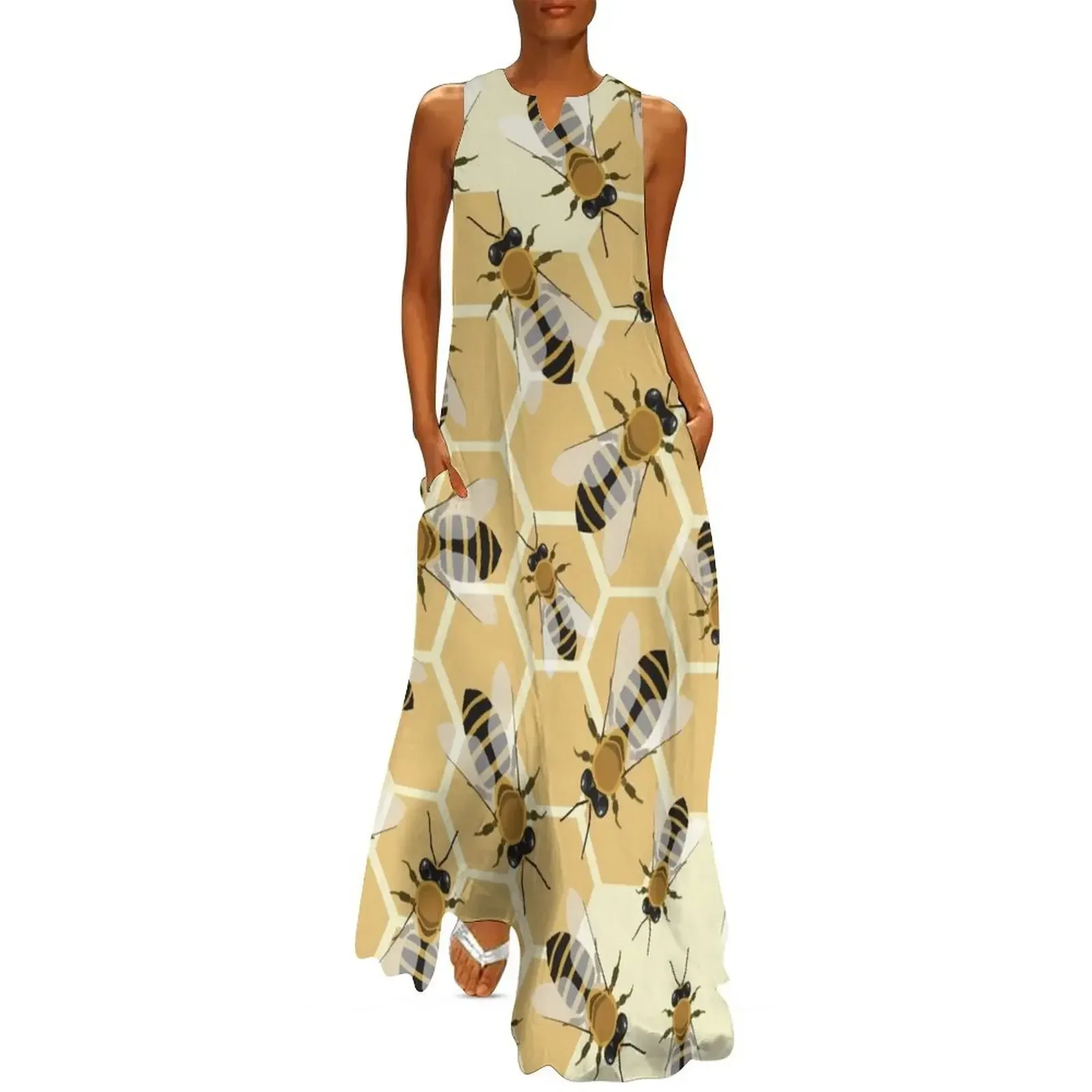 

Honey Bee Bee Honeycomb Pattern Long Dress elegant women's dresses sale ladies dresses for women 2025 Prom gown Dress