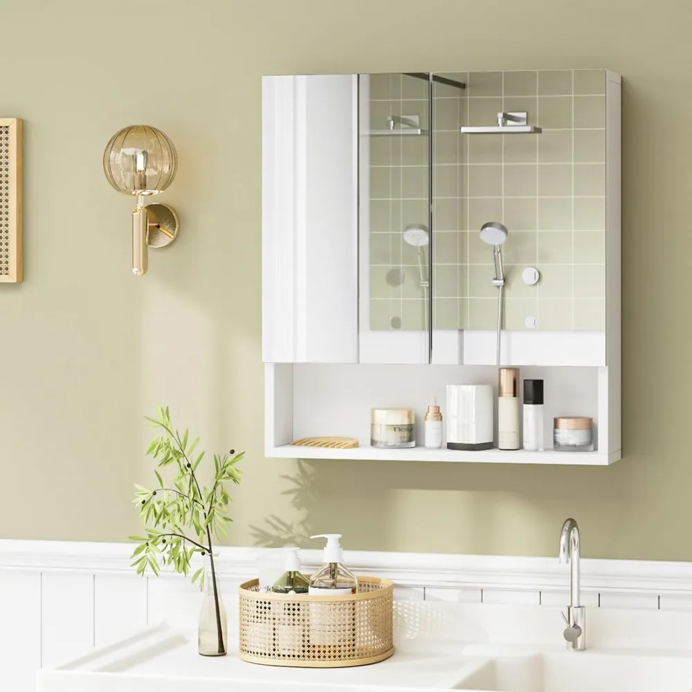 Bathroom Wall Cabinet Medicine Cabinet, Wall Mounted Bathroom Mirror with Storage Mirror Cabinet with 2 Doors