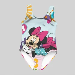 Disney Girls One Piece Swimsuit 3D Splash Ink Print One Piece Swimsuit with Cartoon Minnie Color Paint Girls and Women Summer