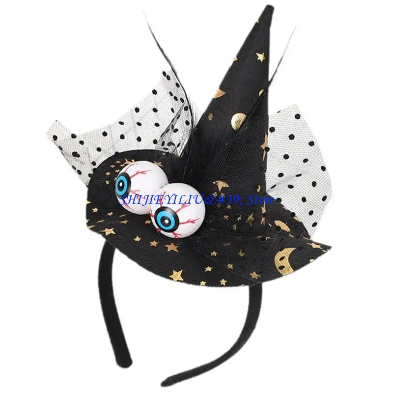 E21F Witch Cap Halloween Hairband Dark Series Hairhoop Female Clothing Accessories