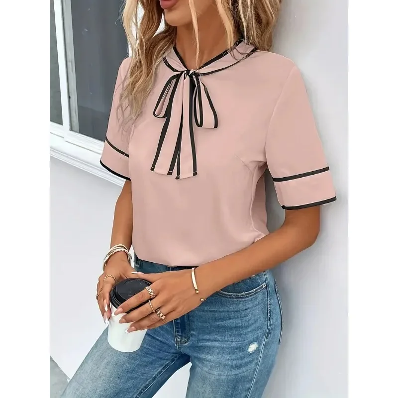 

Plus Size Fashion Patchwork Collar Casual Women's Half Sleeved Shirt