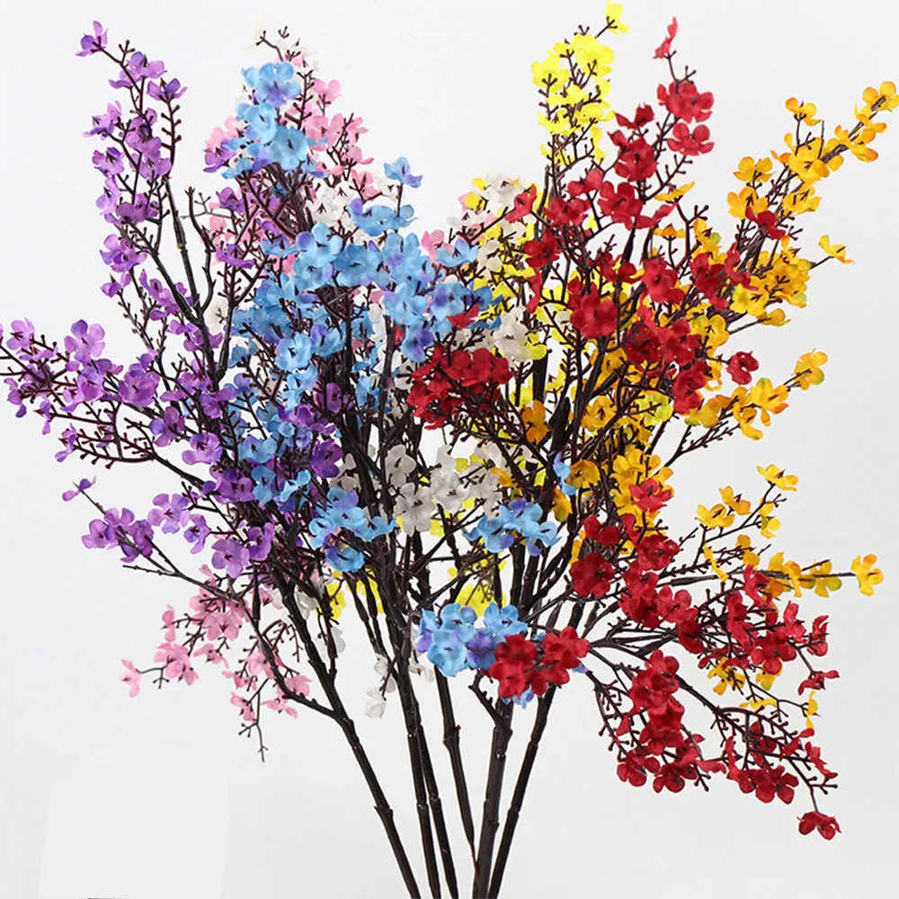 1/2/3PCS Fake Plastic Flowers Artificial Plants Long Baby's Breath for Wedding Hotel Festival Party Home Decorations