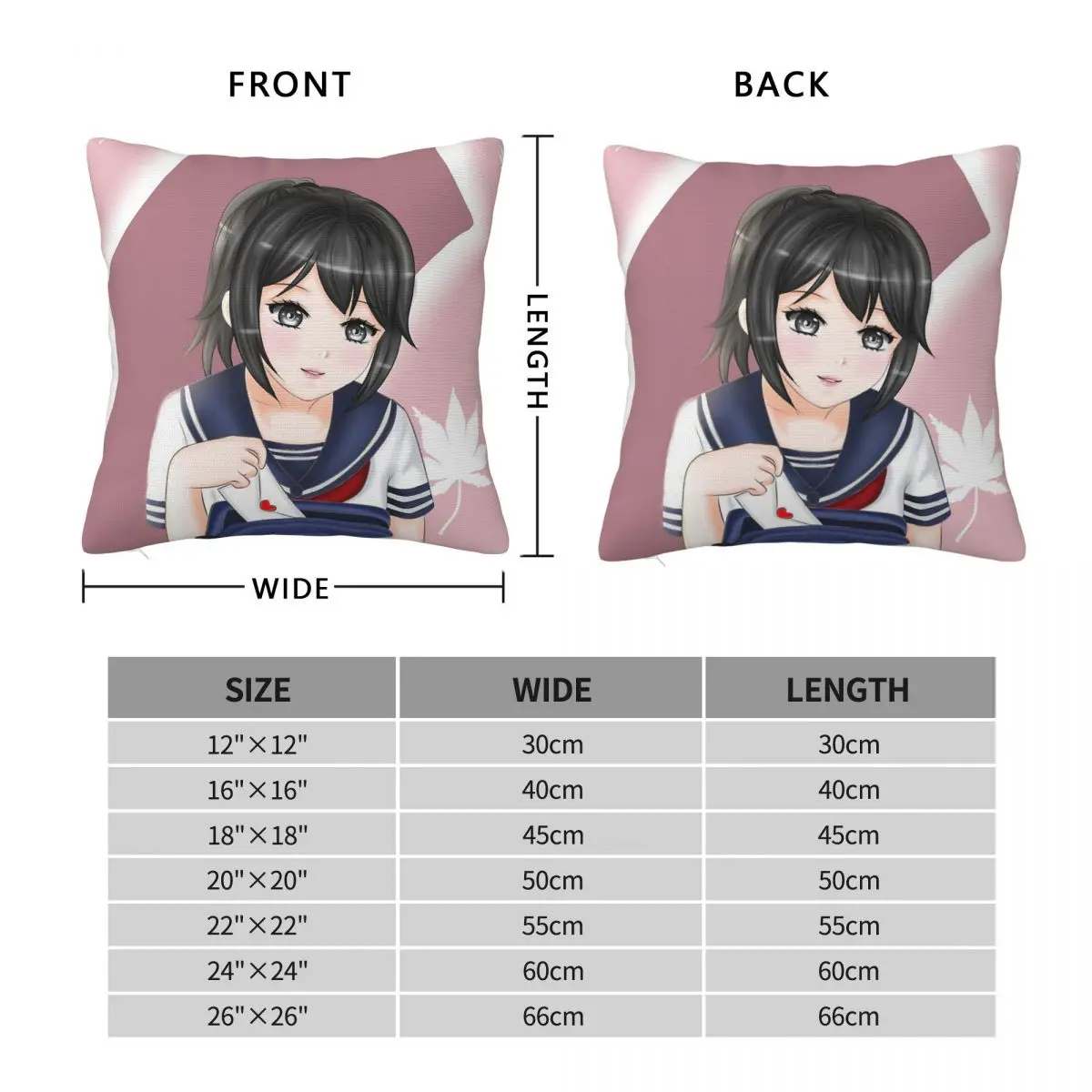 Yandere Simulator Osana Najimi Pillowcase Polyester Linen Velvet Pattern Zip Decor Room Cushion Cover