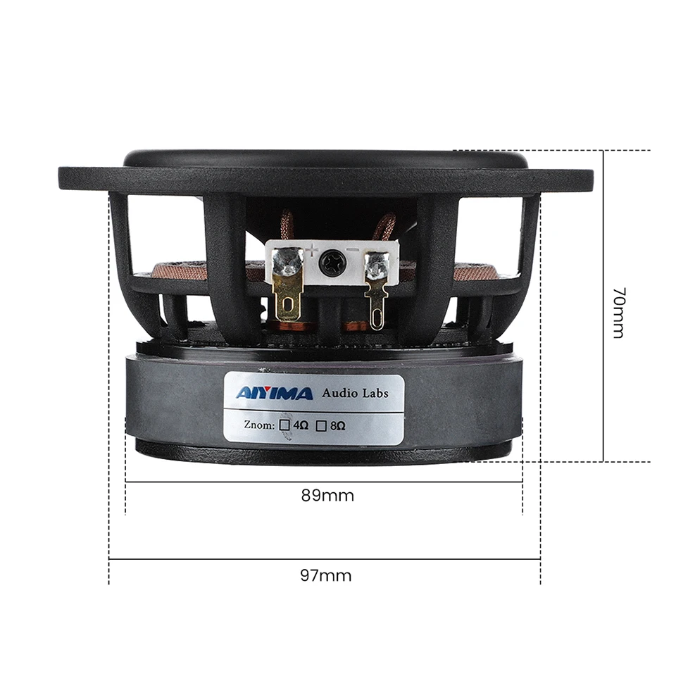 AIYIMA 1 Stück 4 Zoll Mitteltöner 50W 4 Ohm 8 Ohm Bullet Audio-Lautsprecher 25 Kern Keramikmembran Aluminiumguss-Lautsprecher – Detail 6