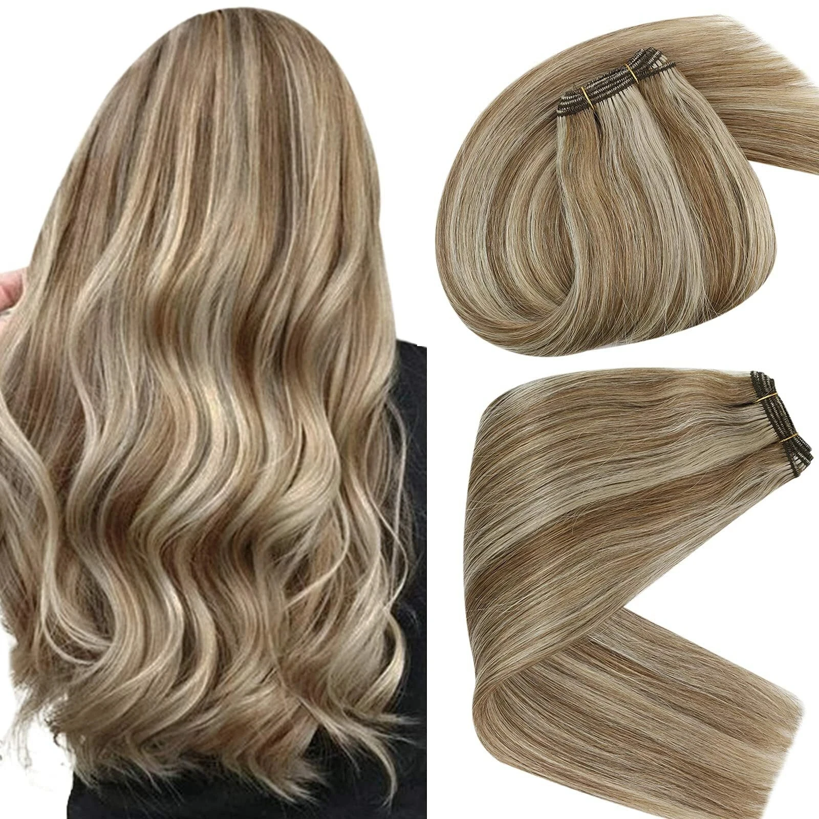 

Human Virgin Hair Super Genius Weft 22inch 100g #170 #1001A Already Sewn High Density Hair Extensions Time Saving For Hairdresse
