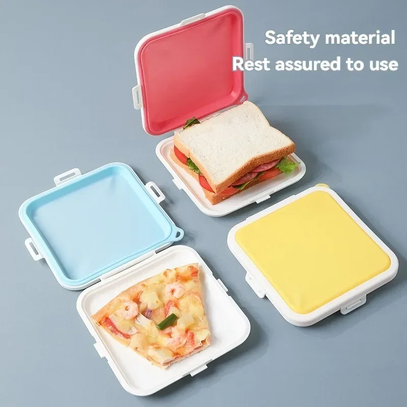 Sandwich Storage Box Silicone Toast Bento Box Food Storage Case Microwave Lunch Box Food Storage Container