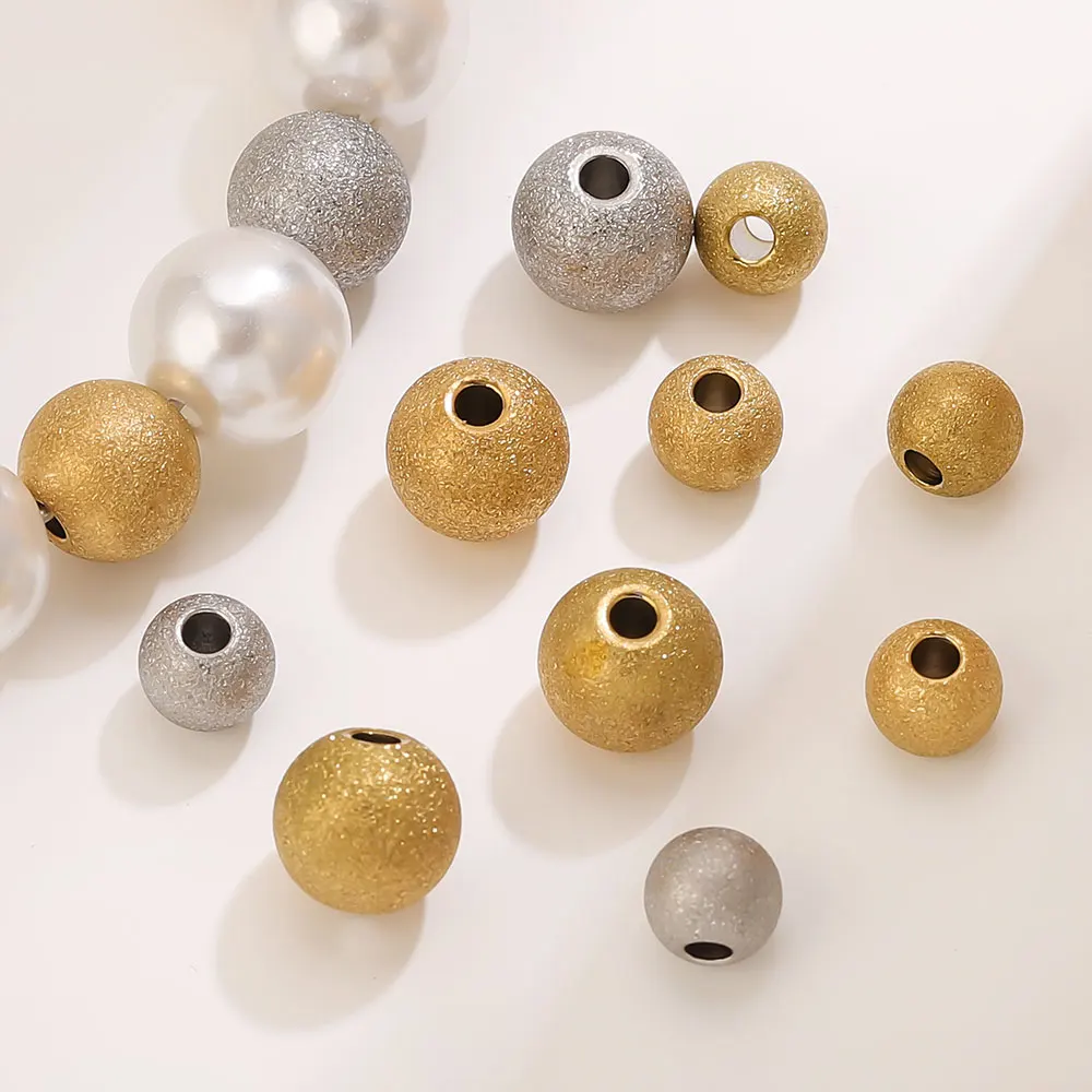 

20pcs Stainless Steel 3-8mm Frosted Round Beads Gold Plating Spacer Beads For Jewelry Making DIY Bracelets Necklaces Accessories
