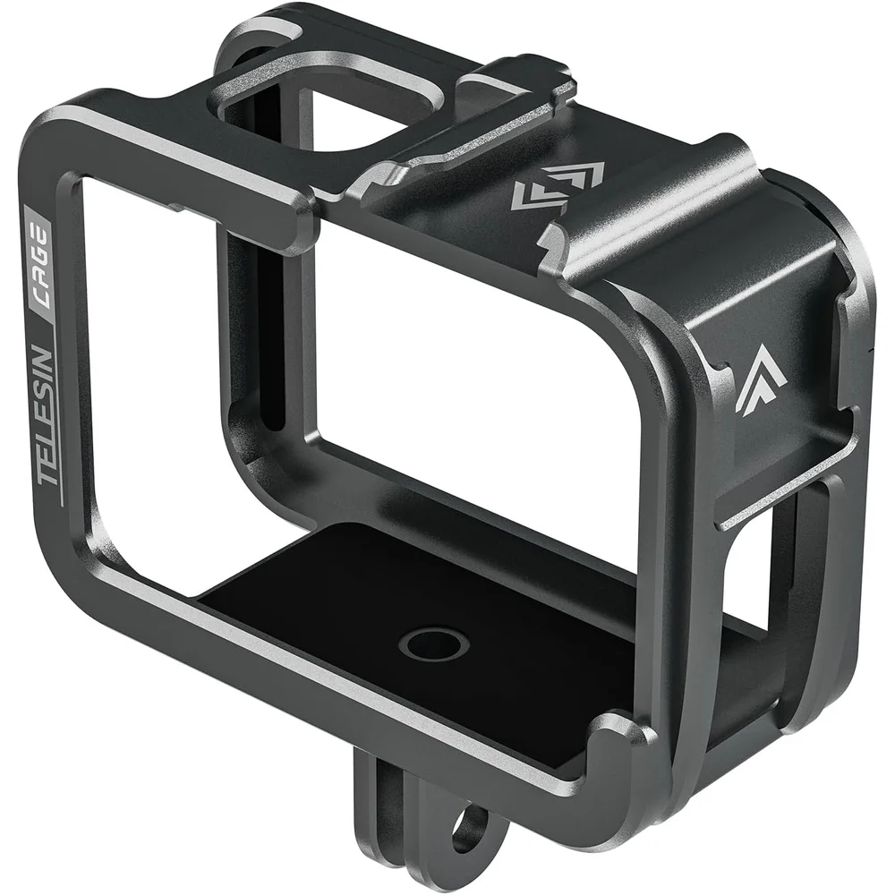 

TELESIN Aluminum Case Metal Cage Protective Frame Housing for GoPro Hero 13 12 11 10 9,with Cold Shoe Connect to Video Light Mic