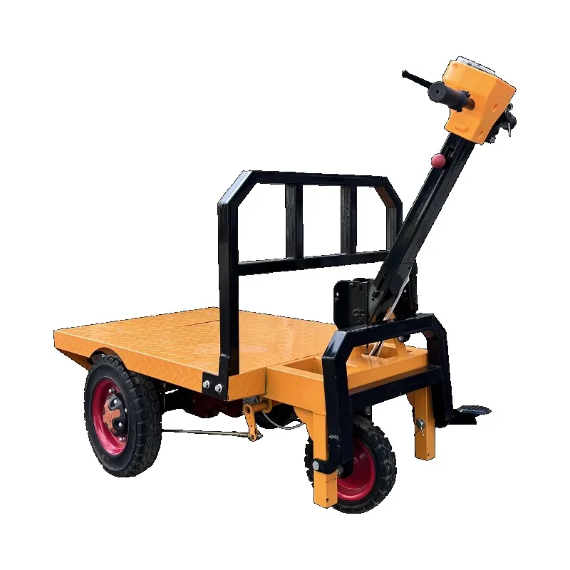 Electric Flatbed Transport Trolley Three-Wheel Construction Industrial Hand Cargo Cart