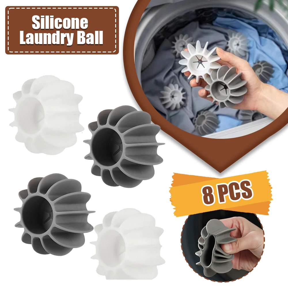 8Pcs Silicone Laundry Ball Anti-tangle Catcher Reusable Clothes Cleaning Tools Washing Machine Pet Hair Remover Filter