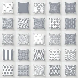 European Gray Pillowcase Geometric Pillow Cover Sofa Cushion Cover Garden Throw Pillows Hotel Outdoor Cushions car Chair 45X45cm
