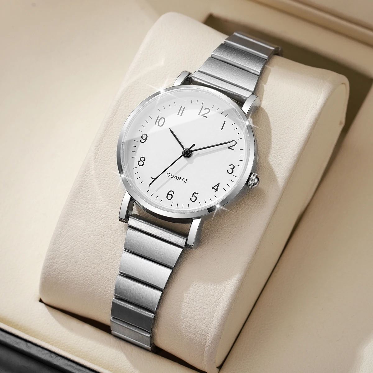 Fashion Ultra-thin Stainless Strap Women Quartz Watches Ladies Arabic Dial Wristwatch Reloj Mujer（Without Box）