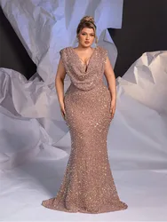 Plus size sleeveless sparkling luxury floor-length evening dress sequined multi-color colorful sparkling evening dress Prom