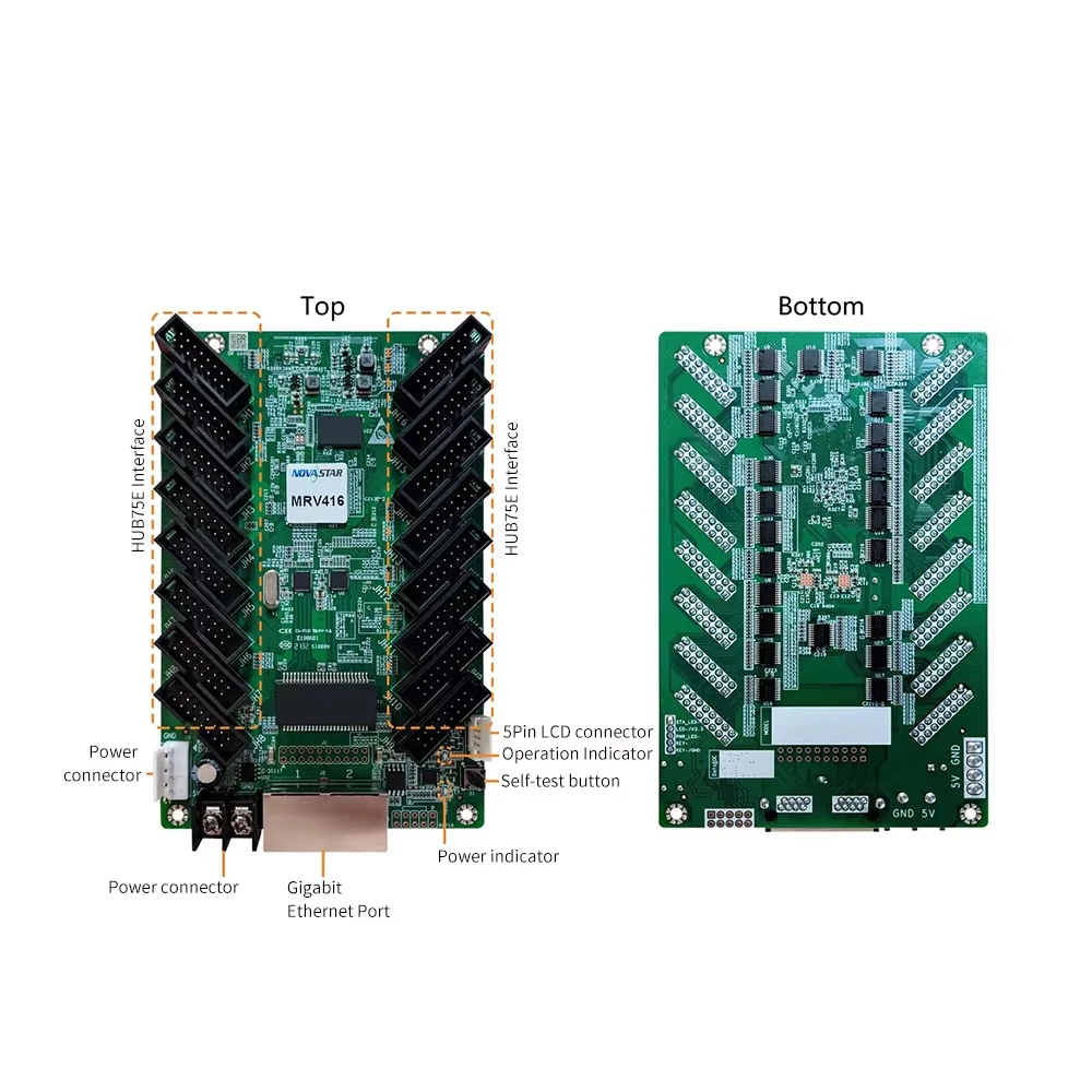 Novastar MRV416 Full Color Module Receiver Card Signal Receiver Video Transmission Nova HUB75x12 for LED Video Wall  Video Card