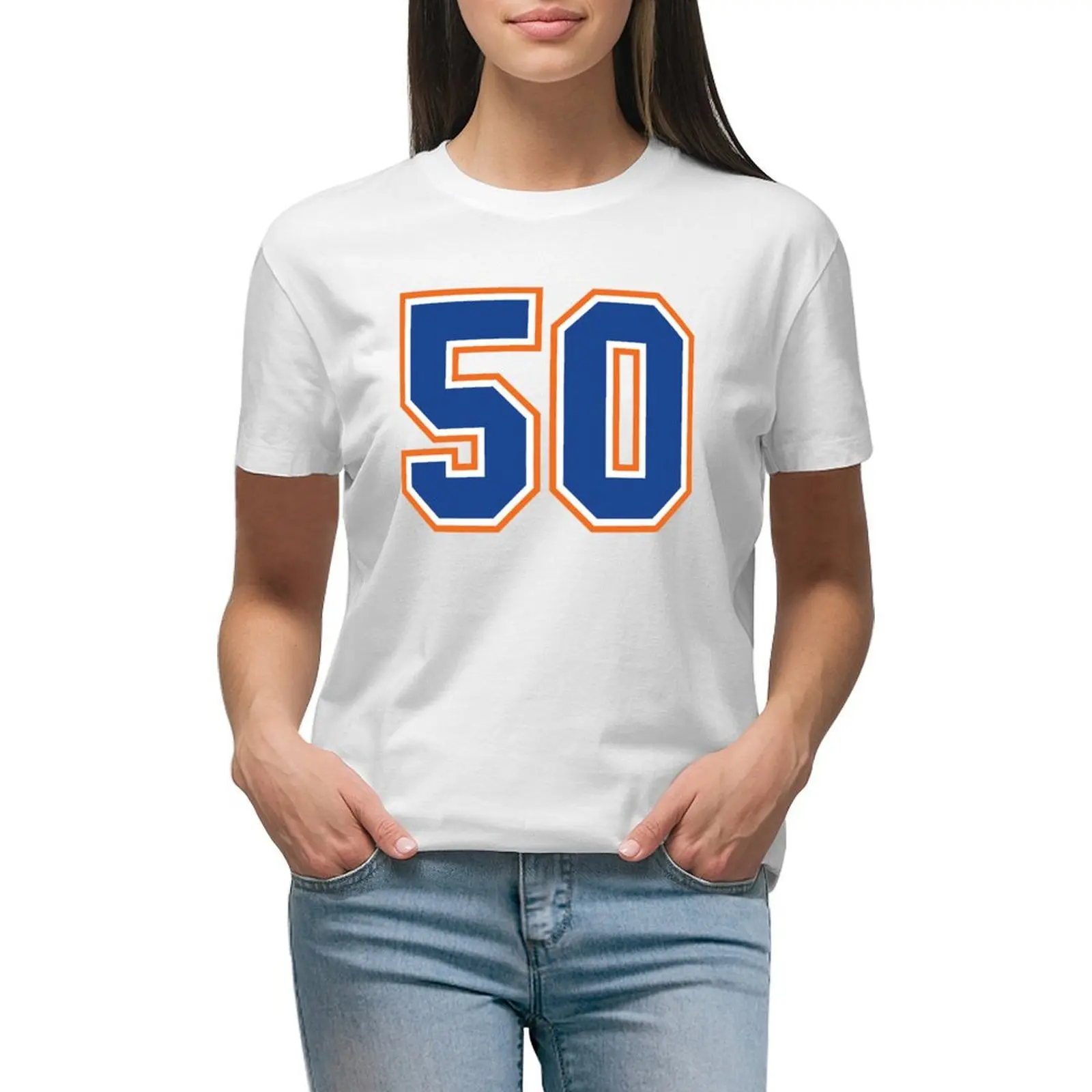 

Fifty Jersey Number Sports 50 T-shirt plus size tops summer clothes cute tops funny t shirts for Women